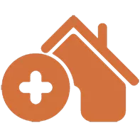 Ícone de uma casa com um símbolo de "+"
